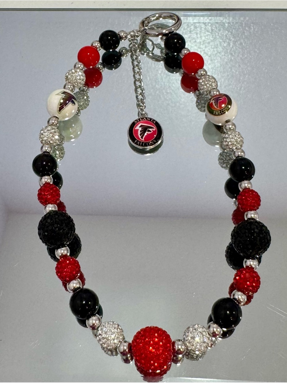 New Red & Black Beaded Charm Phone Chain